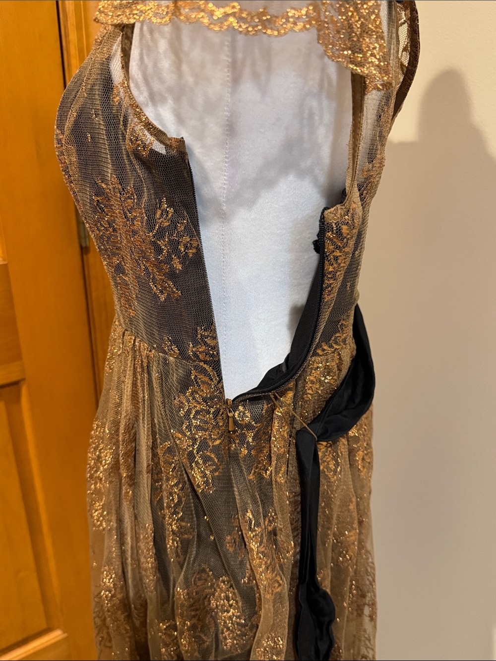 Moulinette Soeurs Black and Gold Lace Midi Dress - Picture 6 of 11